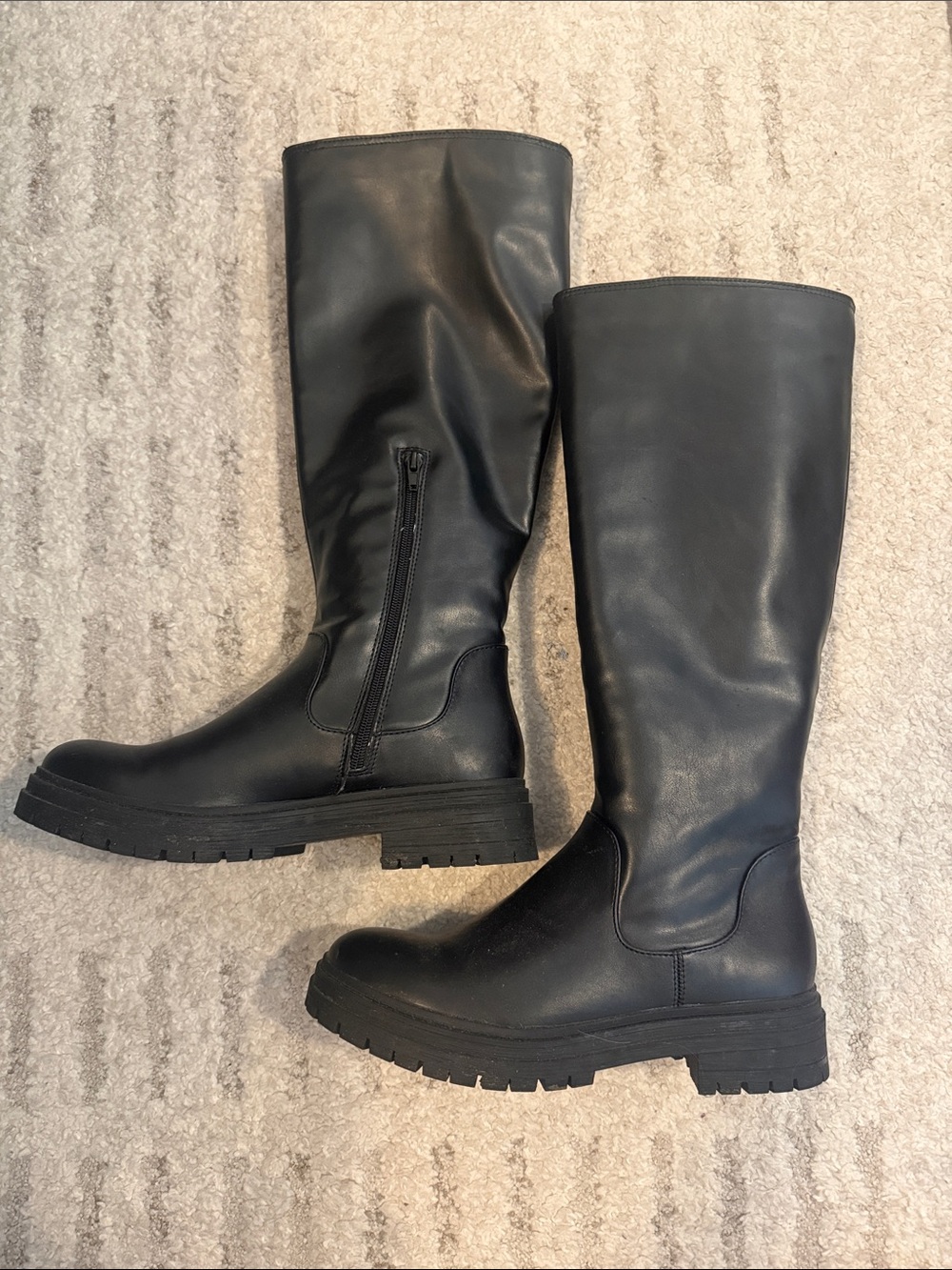 Black Knee-High Combat Boots